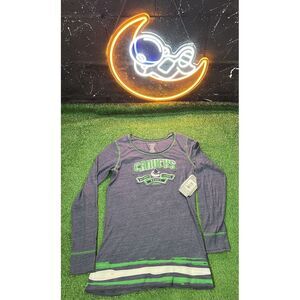 NWT‎ Reebok Vancouver Canucks Women's T shirt Long Sleeve NHL Blue Green …
